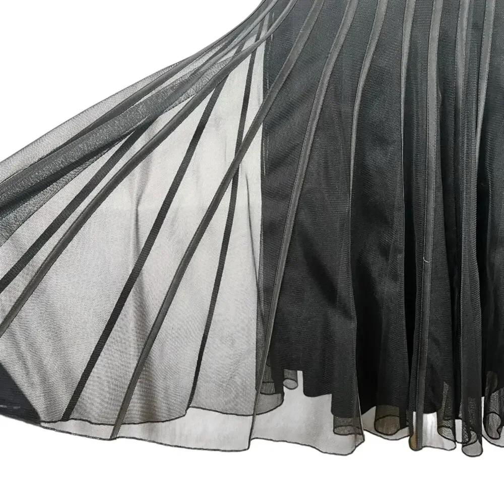 WHBM Black Tulle Strapless Pleated Cocktail Dress Womens 4 Fit Flare Formal LBD - Picture 9 of 14